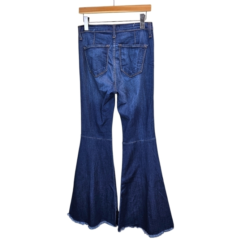 Judy Blue Womens Super Flare High Rise Raw Hem Jeans Sz 7/28 Blue Retro 70s Boho - Picture 5 of 13